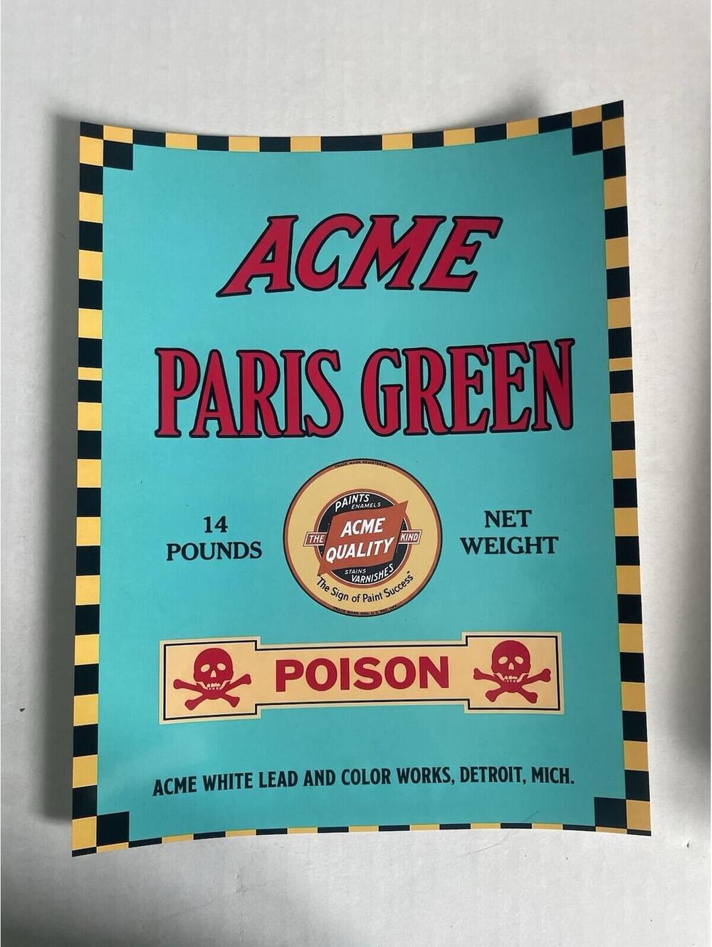 ACME Paris Green Poster Paper PRINT 8.5" x 11" Vintage Ad Sign (Not Porcelain)